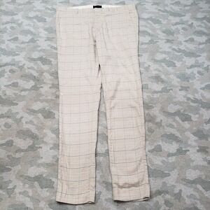 ASOS Pants Mens 38x34 Beige Pockets Flat Front Check Plaid Straight Leg
